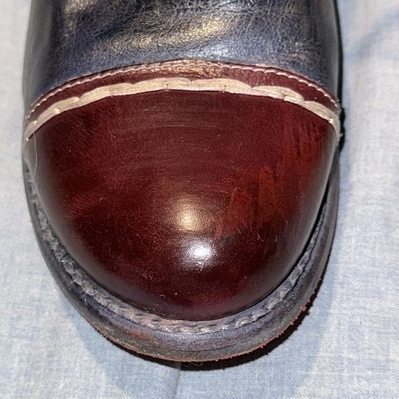 Bed Stu Bonnie Women Ankle Boots Blue Maroon Leather Stitching Zipper Laces 9 - Picture 12 of 16